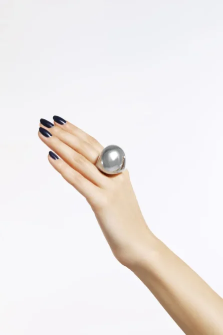 SILVER CHUNKY BALL RING - Image 1