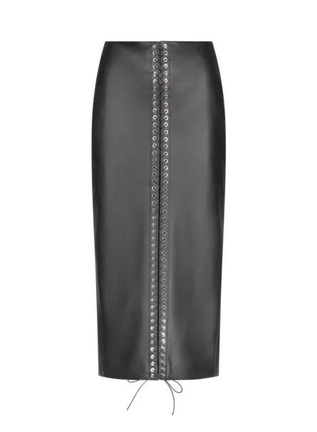 LACE-UP PENCIL SKIRT IN LEATHER - Image 1