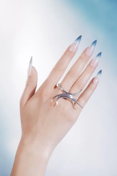 SILVER SPIKED FINGER RING - Image 3