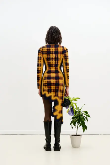 DOBBY LONG SLEEVE WAVY DRESS - Image 4