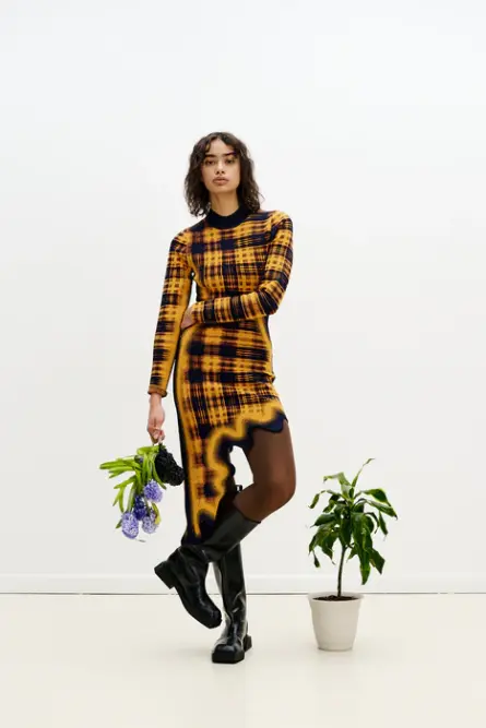 DOBBY LONG SLEEVE WAVY DRESS - Image 3