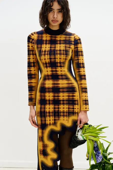 DOBBY LONG SLEEVE WAVY DRESS - Image 5