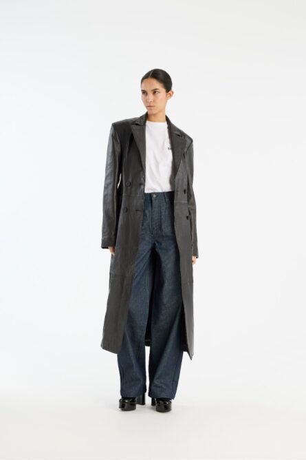 Leather Long Coat - Image 1