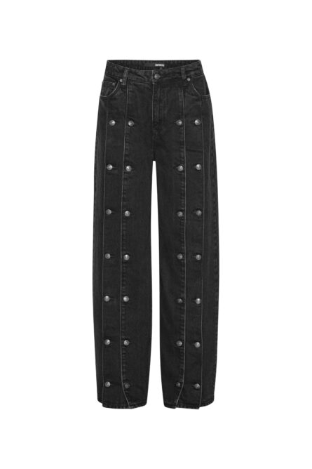 Button Detail Wide Jeans - Image 3