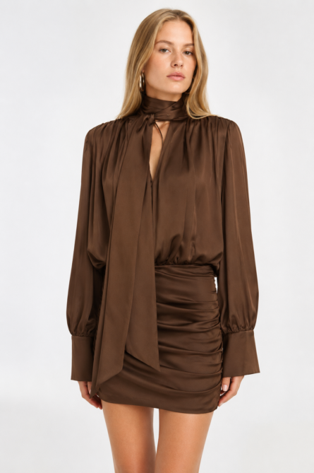 CHIFFON LS V-NECK DRESS - Image 2
