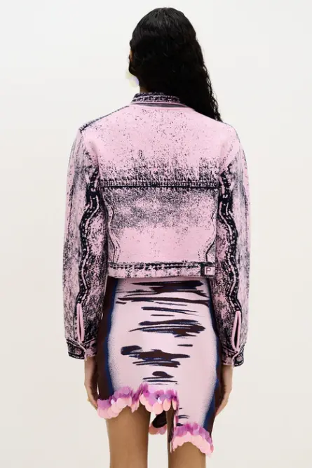 CHITAL DENIM PRINT CROPPED JACKET - Image 5