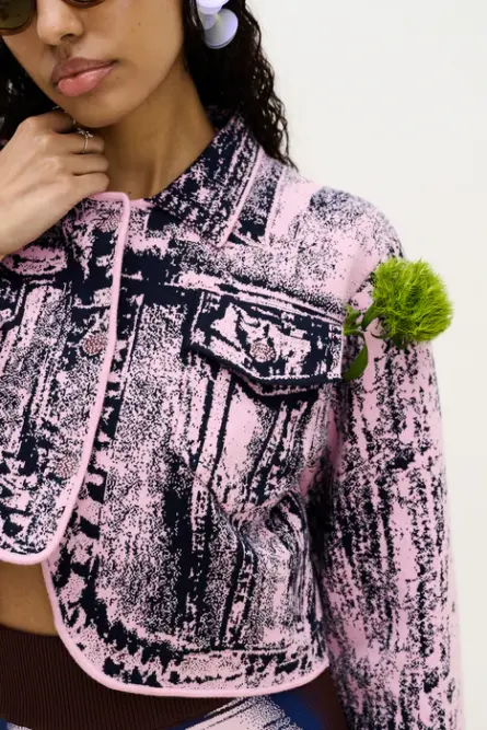 CHITAL DENIM PRINT CROPPED JACKET - Image 3