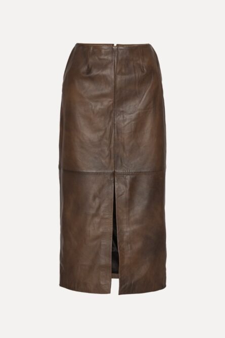 LEATHER MIDI PENCIL SKIRT - Image 4
