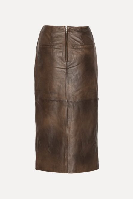 LEATHER MIDI PENCIL SKIRT - Image 5