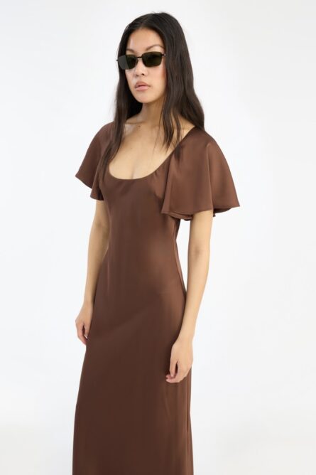 SATIN FLOWY SLEEVE DRESS - Image 2